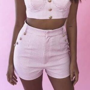 Meshki x Amber Pink High Waist Shorts